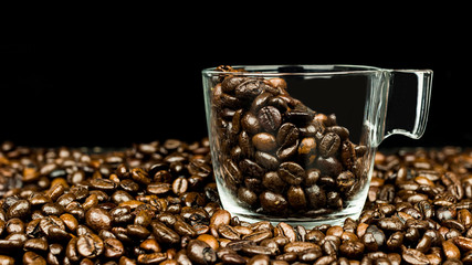Coffee Beans In A Glass Cup