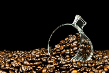 Glass Cup On Coffee Beans
