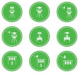 Set of Grilled fish icons