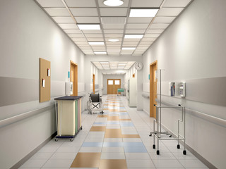 Interior of the hospital corridor. 3d illustration