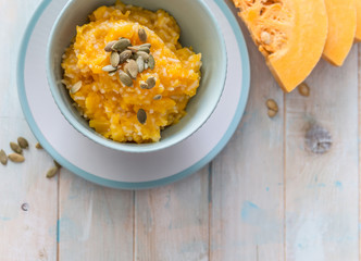 Pumpkin porridge and pieces of pumpkin 