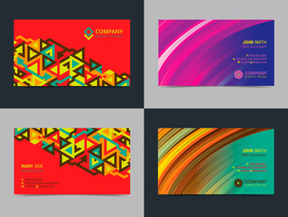 Set of abstract creative Business card design layout template with colorful background. Modern Backgrounds. Vector illustration.