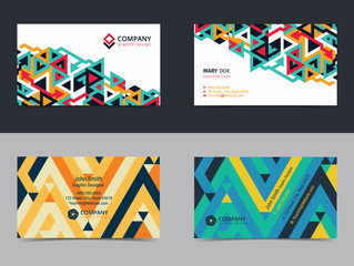 Set of abstract creative Business card design layout template with geometric pattern. Modern Backgrounds. Vector illustration.