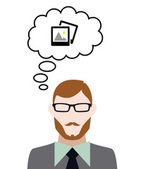 Person denkt an Bildergalerie