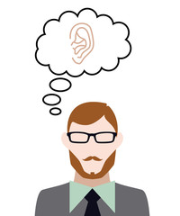 Person denkt an Ohr Konturen