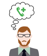 Person denkt an Notruftelefon