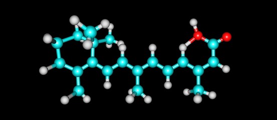 Isotretinoin molecular structure isolated on black