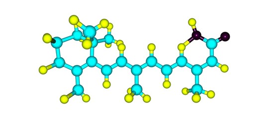 Isotretinoin molecular structure isolated on white