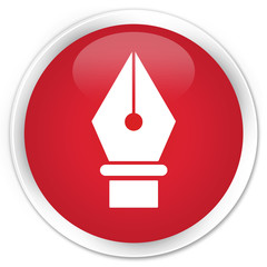 Pen icon premium red round button