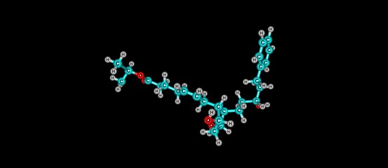 Latanoprost molecular structure isolated on black