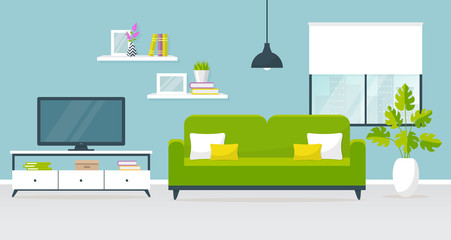 Interior of the living room. Vector banner. - 170564055