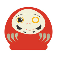 Vector illustration of Japanese Traditional Daruma Doll with one eye made in a cute flat style.