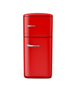 Naklejki Retro fridge isolated on white bacground 3d render