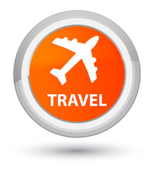 Obraz premium Travel (plane icon) prime orange round button