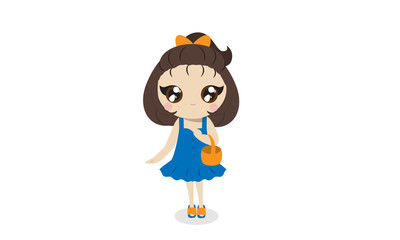 cute girl in blue dress