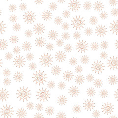 Seamless pattern in arabic style with golden mandala. Random, chaotic, scattered round, circular elements. Muslim, eastern, oriental background. Vector illustration.