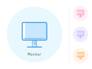 Monitor icon vector. Monitor symbol for your web site design, logo, app. One of a set of linear electronics icons.