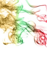 Abstract color smoke on white background, smoke background,red and green and brown ink background, red ,green, brown