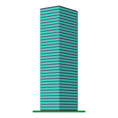 A modern high-rise building on a white background. View of the building from the bottom. Isometric vector illustration.
