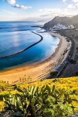 Zelfklevend Fotobehang Canarische Eilanden Amazing view of beach las Teresitas with yellow sand. Location: Santa Cruz de Tenerife, Tenerife, Canary Islands. Artistic picture. Beauty world.