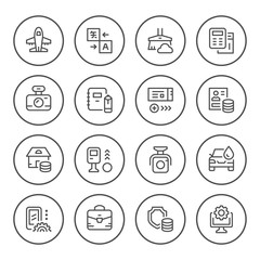 Set round line icons of services
