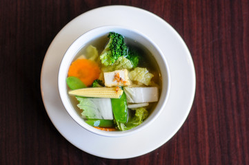 Tofu Soup, Clear soup with fresh tofu and vegetables