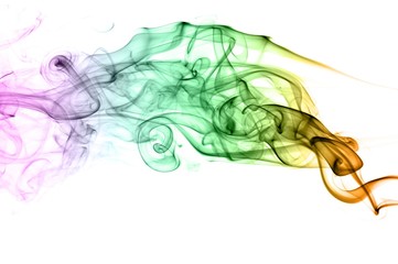 Abstract colorful smoke on white background, smoke background,colorful ink background,Violet, Green, Orange