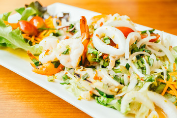 Mixed spicy seafood salad with thai style