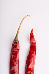 Dried red hot chili pepper.