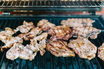 Chicken Stakes On Barbecue Grill