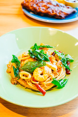 Spaghetti or pasta spicy seafood