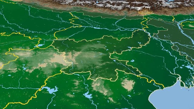 Jharkhand - India, region extruded. Bumps shaded