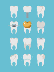 teeth different type set on color poster vector illustration