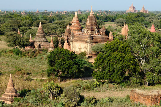 Ancient pagodas and spires of the temples of the World Heritage site at Bagan, Myanmar