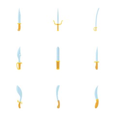 Dagger icons set, cartoon style
