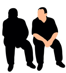 vector, isolated silhouette full man sitting