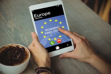 Composite image of roaming free zone text and european union - Powered by Adobe