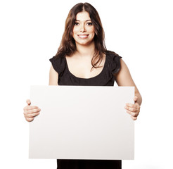 Naklejka premium Isolated Happy Woman Holding Sign