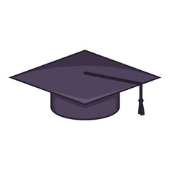 Graduation cap icon, cartoon style