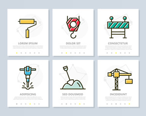 Set of construction and repair colored elements for multipurpose a4 presentation template. Leaflet, corporate report, marketing, advertising, annual report, book cover design.