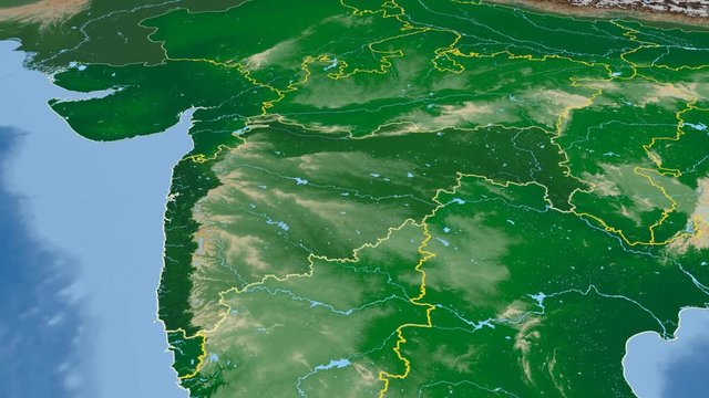 Maharashtra - India, region extruded. Bumps shaded