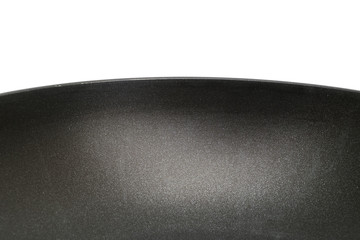 close-up iron pan for frying surface texture on white background