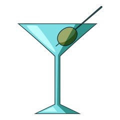 Cocktail olive icon, cartoon style