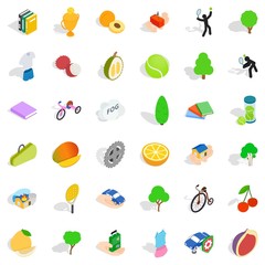 Tennis icons set, isometric style