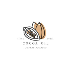 Vector packaging design template and emblem - beauty and cosmetics oil - cocoa