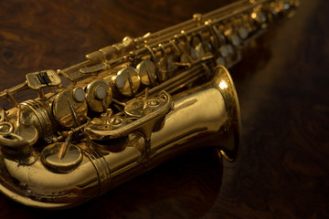Close up of vintage saxophone