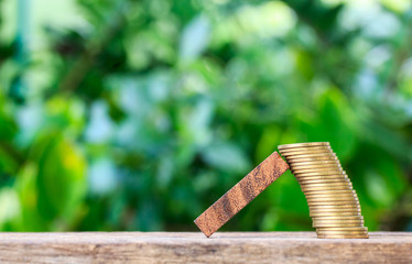 Wood helped coin..Help concept