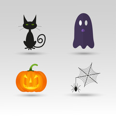 Set of cute vector Halloween icons