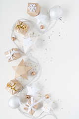 Christmas holidays composition on light background with copy space for your text