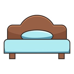 Double bed icon, cartoon style